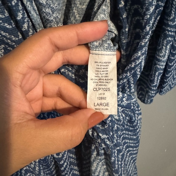 Elan Blue and White Patterned Swim Coverup Romper - Picture 8 of 9